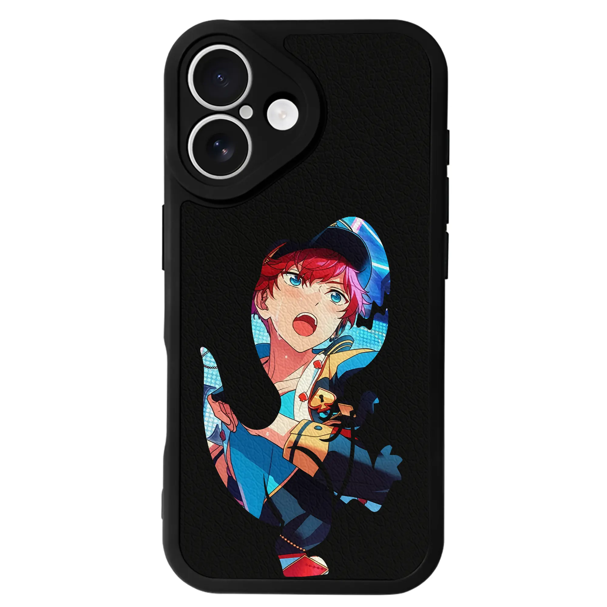 あんさん ぶる グッズ ALKALOID 天城一彩 - IPhone 16シリーズ対応 ・ シリコンスマホケース ・ レザー調 ・ 高精度フィット ・ 耐衝撃 ・ ワイヤレス充電対応 ・ 精密カット